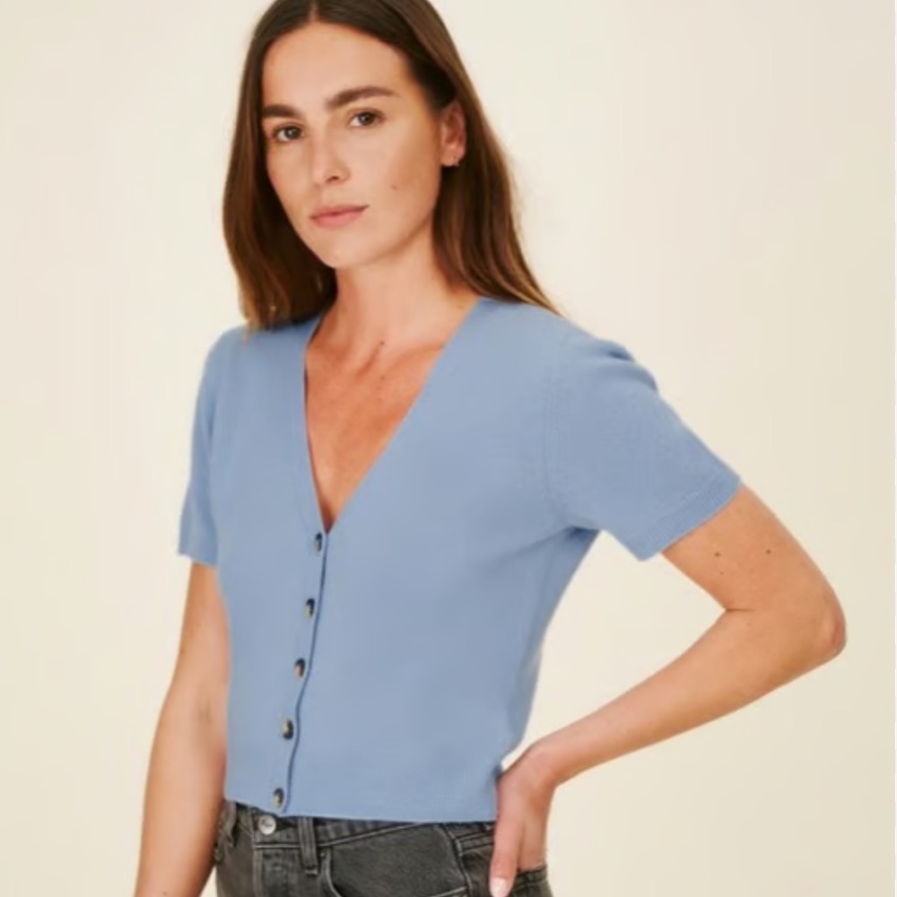 Reformation Light Blue Button Down Cardigan